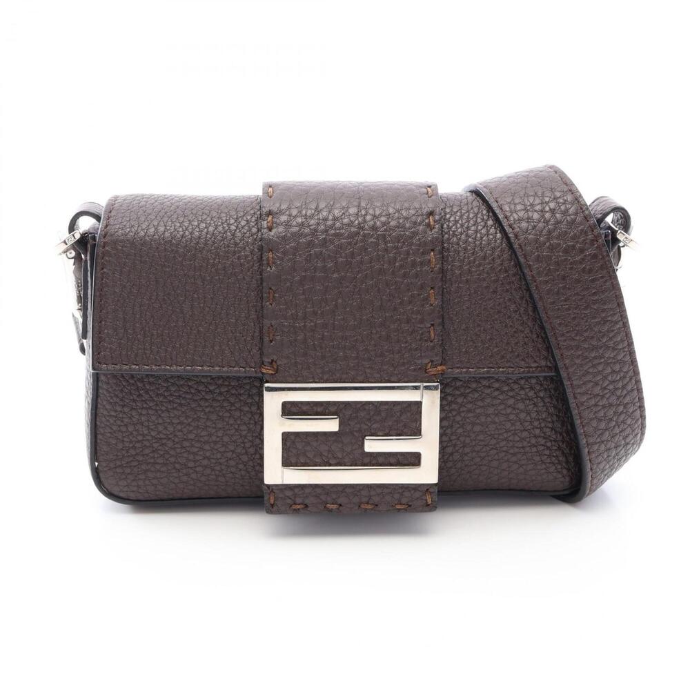 Fendi Selleria Baguette 2-Way Shoulder Bag/Handbag, Leather, Women's, Brown